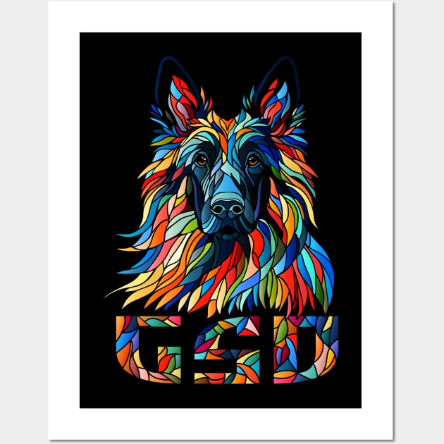 German Shepherd - Colorful Mosaic Art Wall Art by Nartissima